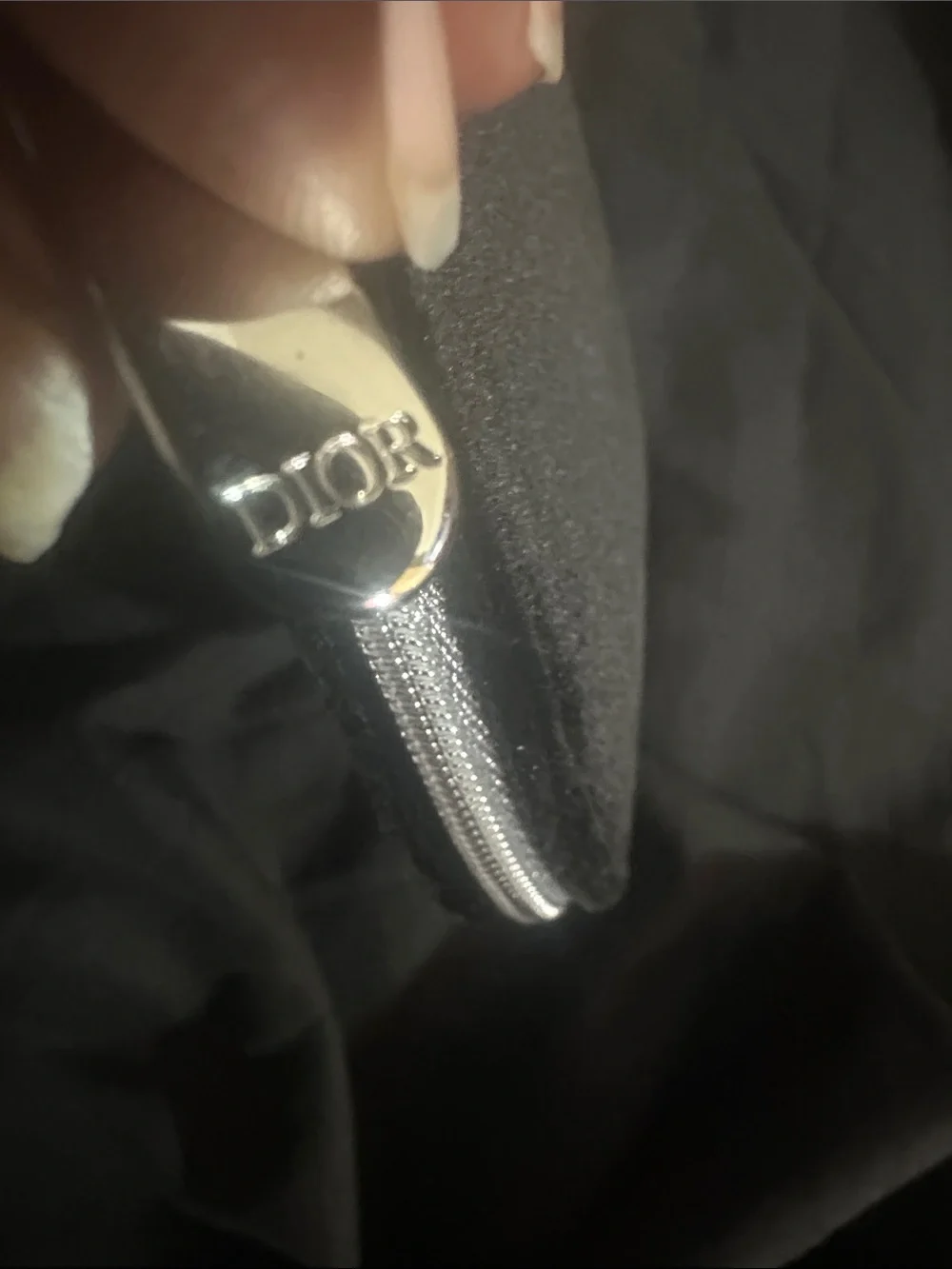 Dior Black Velvet Embossed Zip Pouch